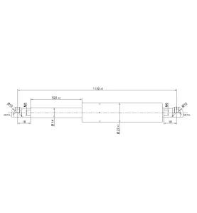 Vérin à compression chapes filetées diam14 - filetage M8 course 520 - longueur 1130 - force 450