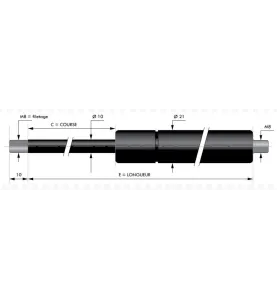 Verin à compression chapes filetées diam10 - filetage M8 c300 - l655 - f110