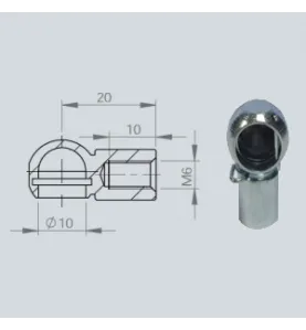 Cage à rotule diamètre 10 (chape M6-Acier-20mm)