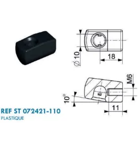 Cage à rotule diamètre 10 axe 10 (chape M6-Plastique-18mm)