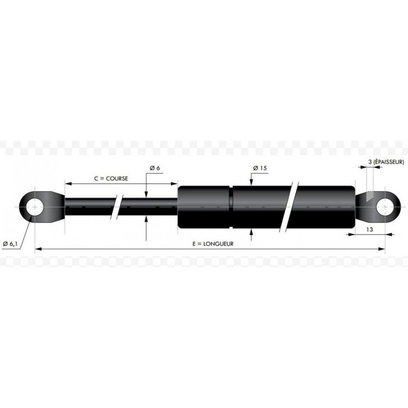 verin gaz 6mm f100-c80-l225