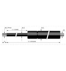 Verin à compression chapes filetées diam10 - filetage M8 c500 - l1055 - f200