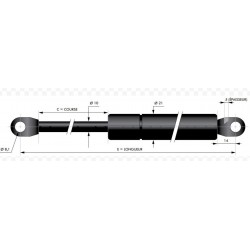 Vérin gaz inox 200N - course 250mm