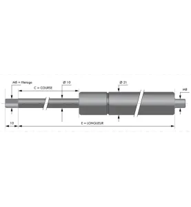 Verin à compression inox chapes filetées diam10 - filetage M8 c300 - l655 - f100