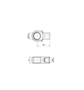 Chape à oeil Diamètre 8,2 mm (filetage M6-Acier-16mm)