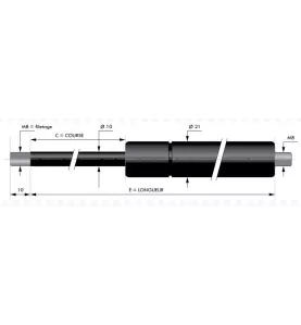 Verin à compression chapes filetées diam10 - filetage M8 c100 - l255 - f160