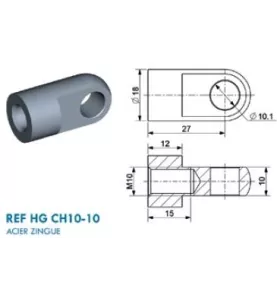 Chape à œil diamètre 10.1 (chape M10-Acier-20mm)