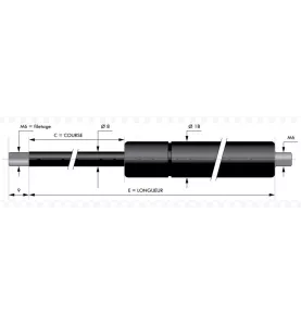 Verin à compression chapes filetées diam8 - filetage M6 c220 - l485 - f400
