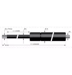 Verin à compression chapes filetées diam8 - filetage M6 c180 - l405 - f160