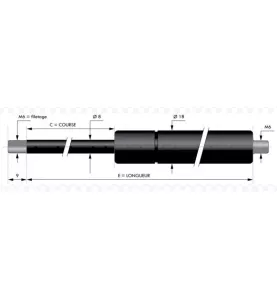 Verin à compression chapes filetées diam8 - filetage M6 c180 - l405 - f160