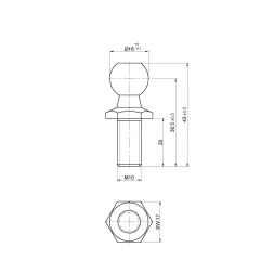 Rotule diamètre 16 (M10-Acier-37mm)