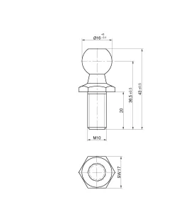 Rotule diamètre 16 (M10-Acier-37mm)
