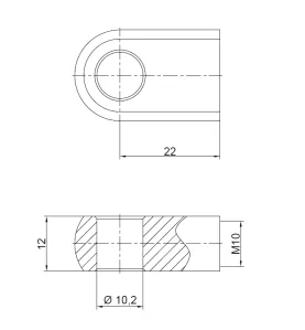 Chape à œil diamètre 10.1 (chape M10-Acier-22mm)