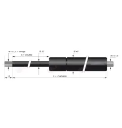 Vérin à gaz compression chapes filetées diam20 - filetage M14 c300 - l716 - f3000
