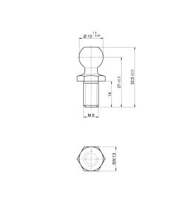 Rotule diamètre 13 (M10-Acier-27mm)