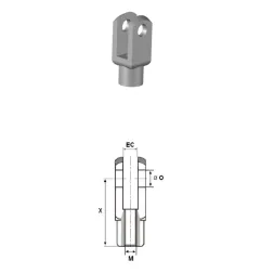 Fourche filetage M8, Diamètre axe 10mm