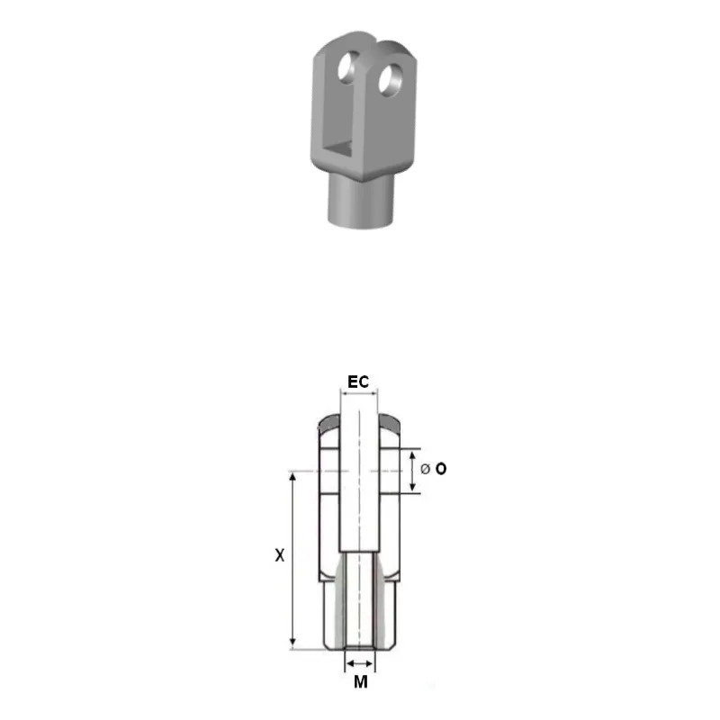 Fourche filetage M8, Diamètre axe 10mm Fourche filetage M8, Diamètre axe 10mm