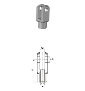 Fourche filetage M8, Diamètre axe 10mm