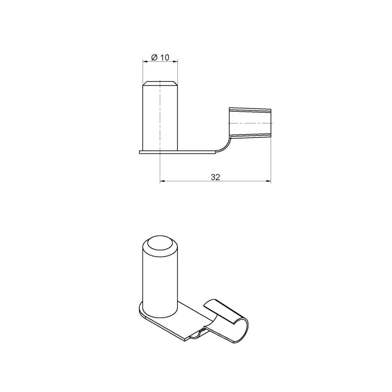 Axe de Fourche avec Diamètre axe 10mm entraxe 32mm Axe de Fourche avec Diamètre axe 10mm entraxe 32mm